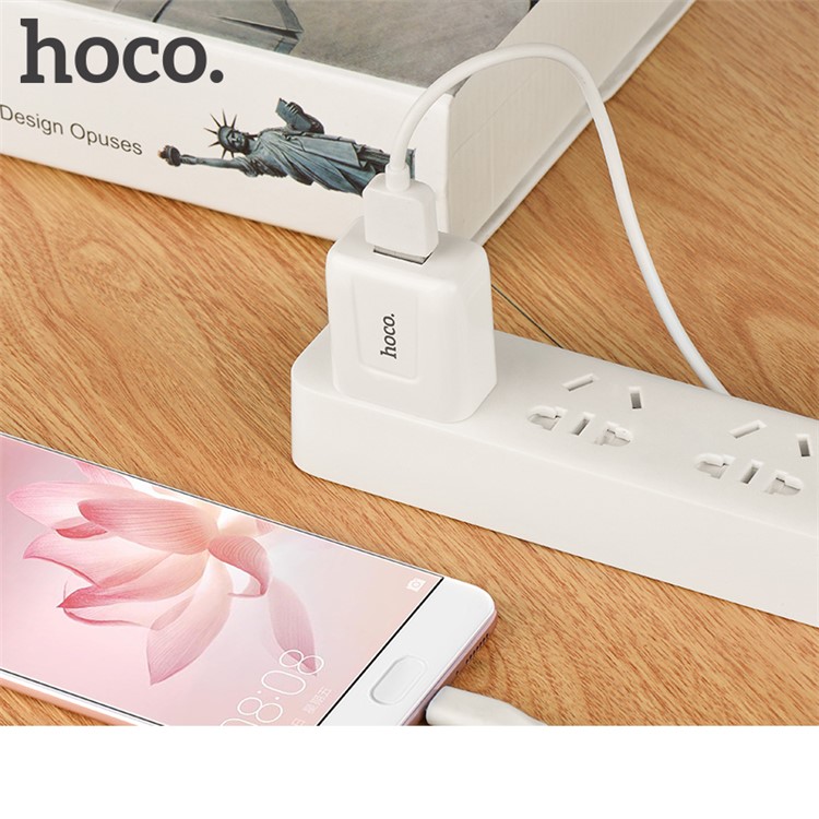 HOCO C2 5V 2.1A Wall Charger Adapter + USB Type-C Cable Kit for Samsung Huawei Sony - US Plug-8
