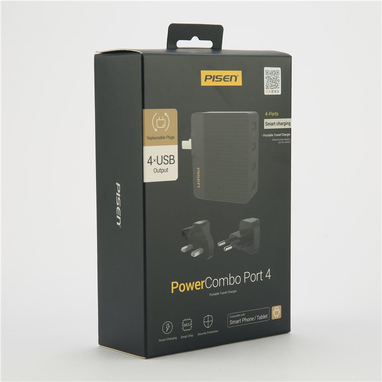 PISEN 4-Port Portable USB Charger Travel Charger Wall Charging Station Adapter-39