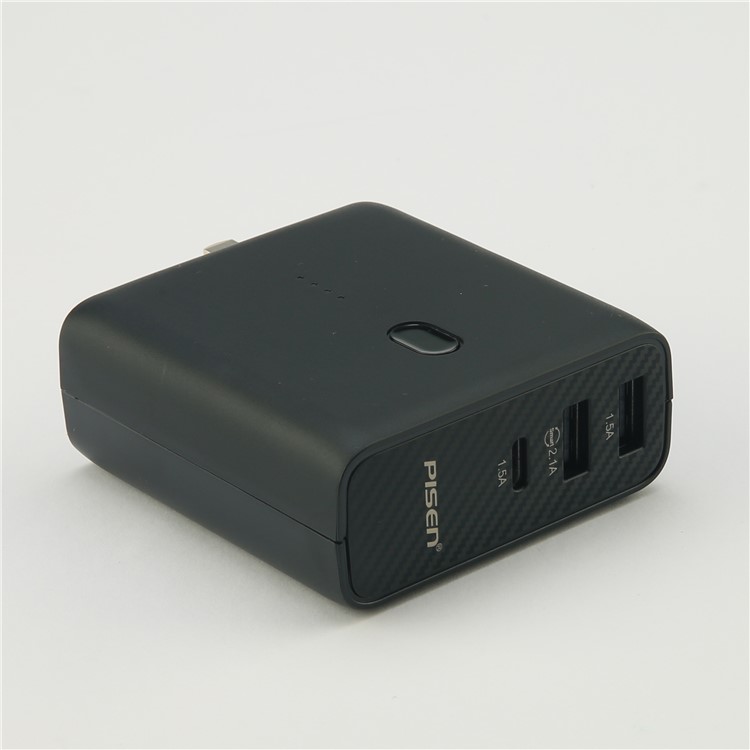 PISEN 2-in-1 Wall Travel Charger with USB-C Output 5000mAh External Battery Power Bank-55