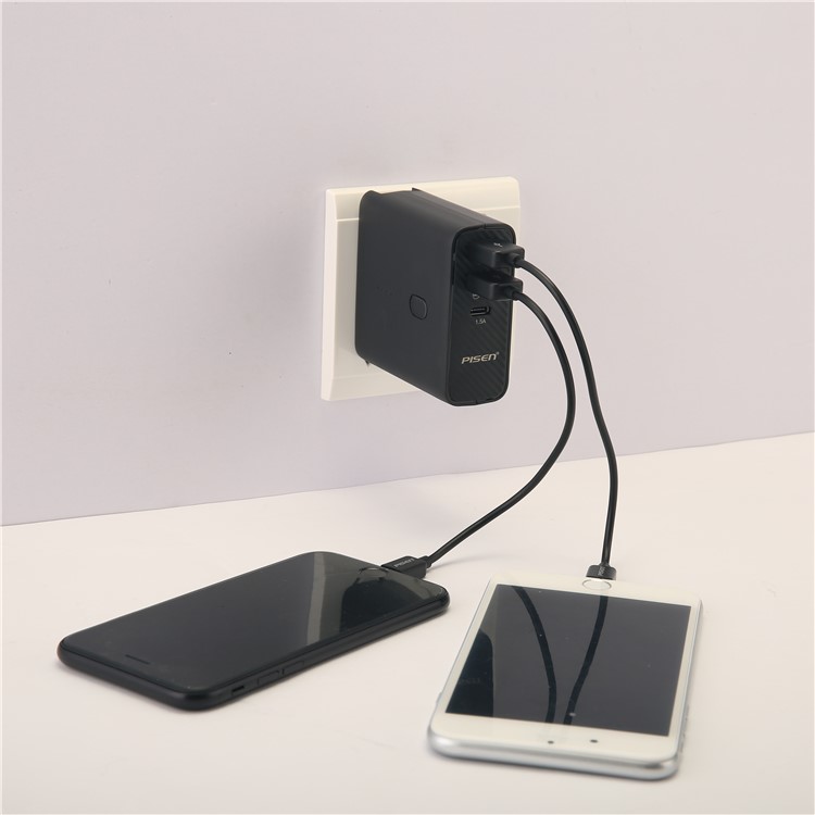 PISEN 2-in-1 Wall Travel Charger with USB-C Output 5000mAh External Battery Power Bank-106