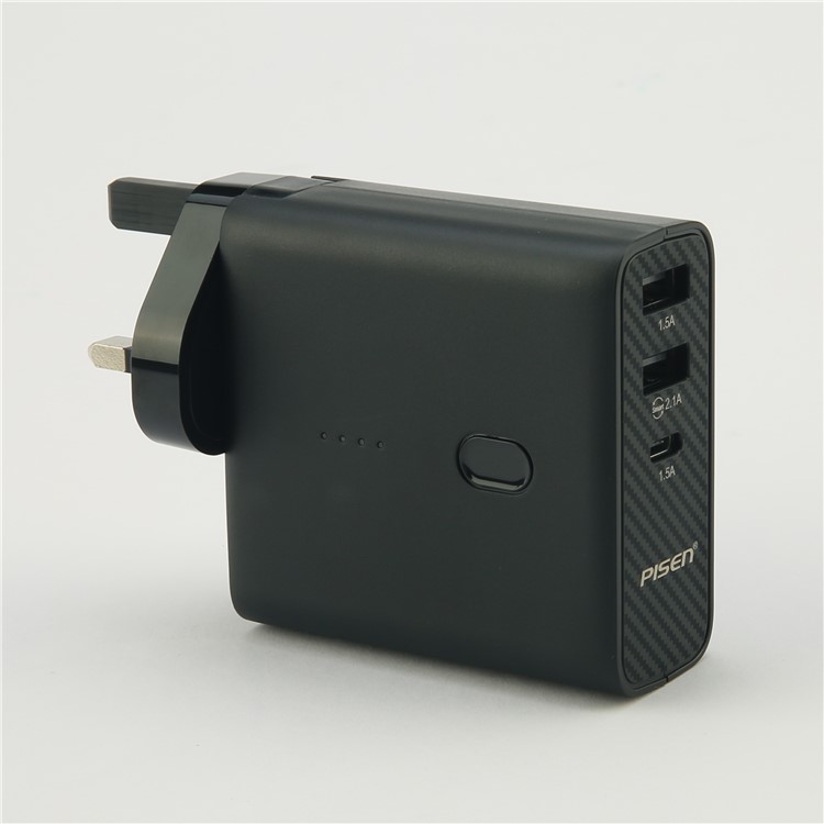 PISEN 2-in-1 Wall Travel Charger with USB-C Output 5000mAh External Battery Power Bank-13