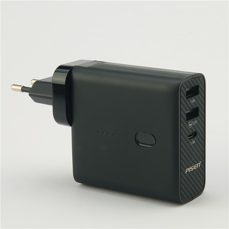PISEN 2-in-1 Wall Travel Charger with USB-C Output 5000mAh External Battery Power Bank-16