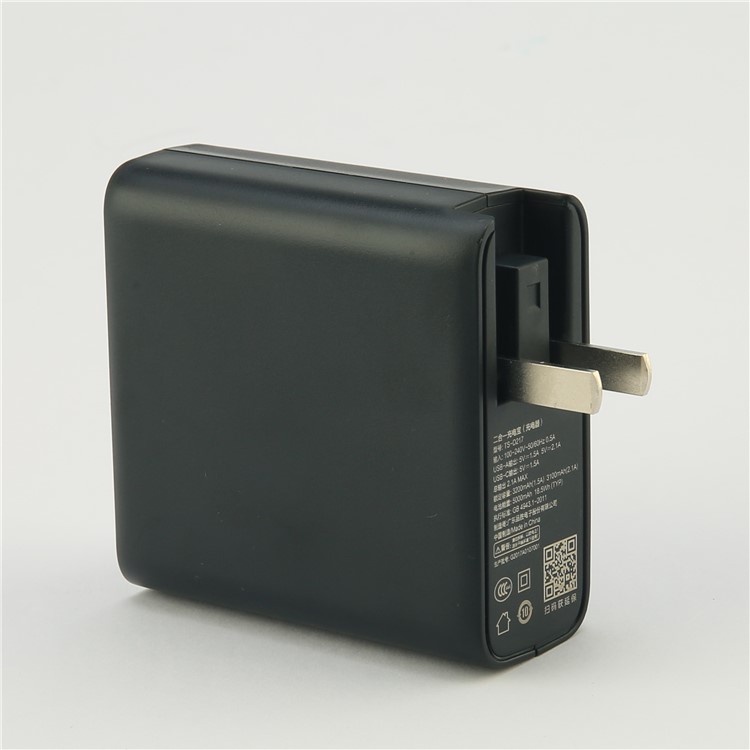 PISEN 2-in-1 Wall Travel Charger with USB-C Output 5000mAh External Battery Power Bank-22