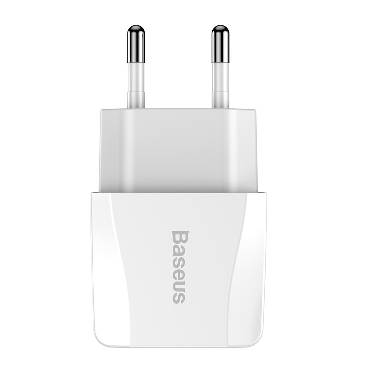 BASEUS 2.1A Dual USB Port Travel Charger Wall Adapter for iPhone iPad Samsung Etc. - EU Plug / White-2