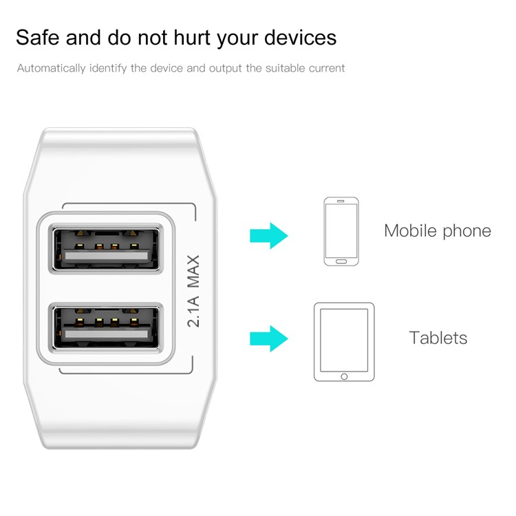 BASEUS 2.1A Dual USB Port Travel Charger Wall Adapter for iPhone iPad Samsung Etc. - EU Plug / White-6