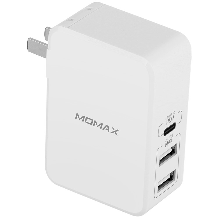 MOMAX 41W PD Quick Charge Type-C + Dual USB Ports Wall Charger - US Plug-1