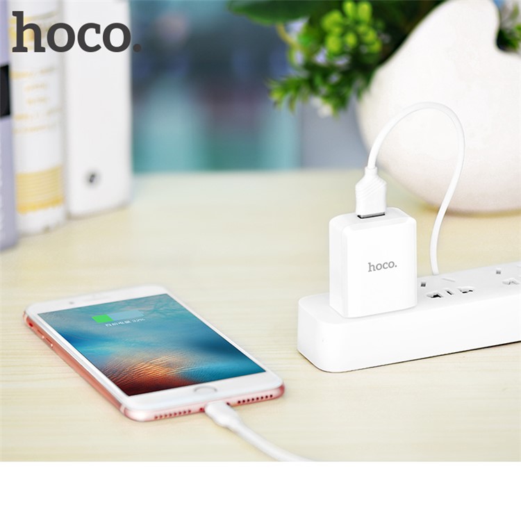 HOCO C27 5V 2A Single USB Port Wall Charger Travel Adapter for iPhone Samsung Huawei - White / CN Plug-3