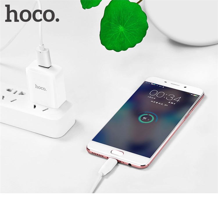 HOCO C27 5V 2A Single USB Port Wall Charger Travel Adapter for iPhone Samsung Huawei - White / CN Plug-4