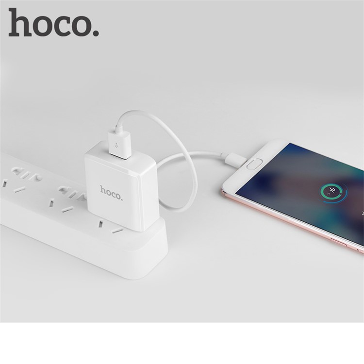HOCO C29 Quick Charge QC3.0 Single USB Port Wall Travel Charger for LG G6 Etc. - White / CN Plug-6