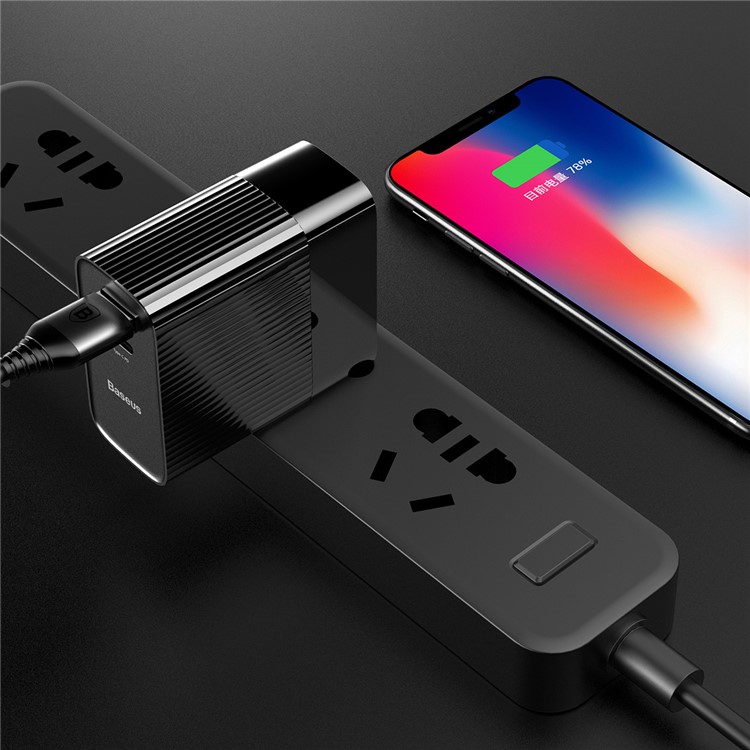 BASEUS 30W 5V/1A USB Port + Type-C PD3.0 Quick Charge Wall Charger for MacBook Pro etc. - Black / CN Plug-10
