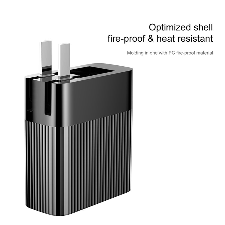 BASEUS 30W 5V/1A USB Port + Type-C PD3.0 Quick Charge Wall Charger for MacBook Pro etc. - Black / CN Plug-4