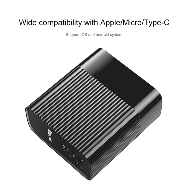 BASEUS 30W 5V/1A USB Port + Type-C PD3.0 Quick Charge Wall Charger for MacBook Pro etc. - Black / CN Plug-5