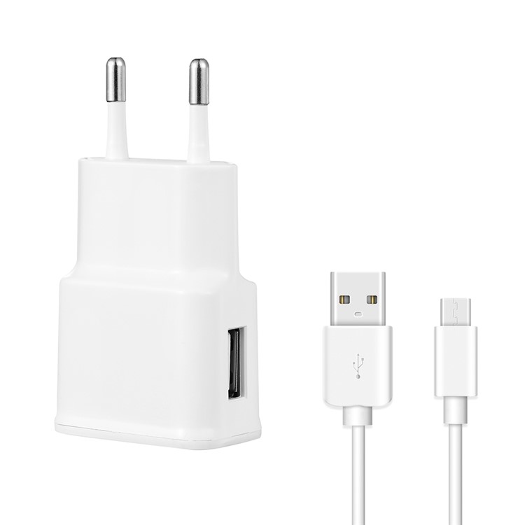 USB Travel Charger + Micro USB Data Sync Charging Cable for Huawei Xiaomi - White-1