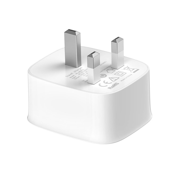 BASEUS Funzi 30W 5V/1A USB Port + Type-C PD3.0 Quick Charge Wall Charger for MacBook Pro etc. - UK Plug / White-3