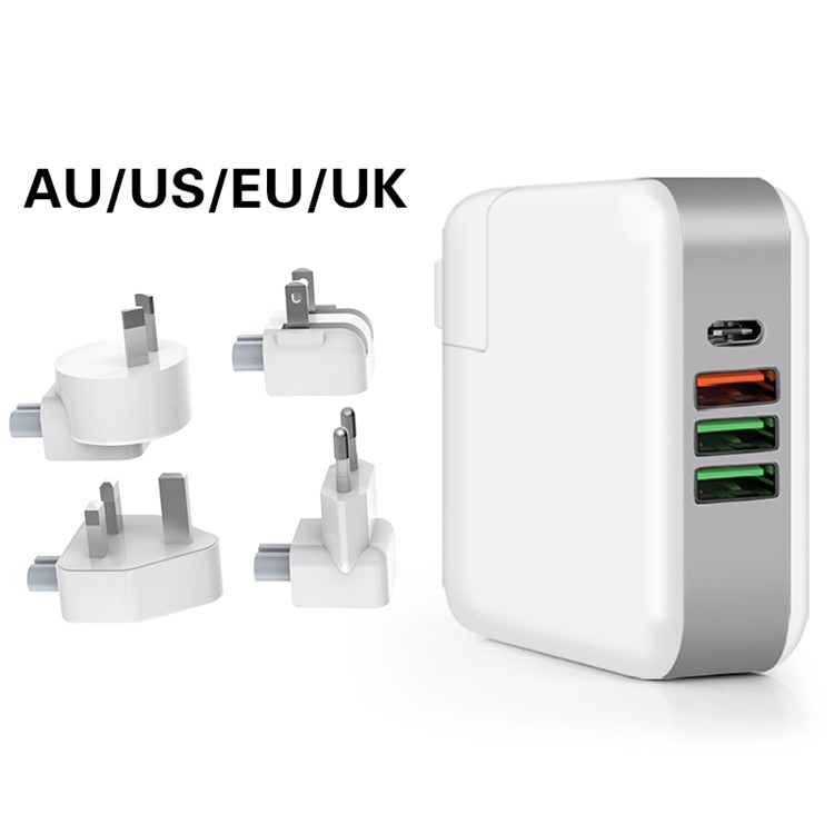 61W Multi-port Charge Rapide 3.0 PD Type C Adaptateur De Chargeur De Puissance - Prise EU-8