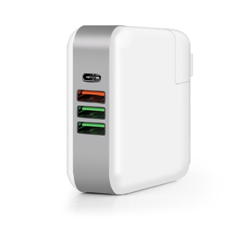61W Multi-port Quick Charge 3.0 PD Type C Power Delivery Travel Charger - US Plug-3