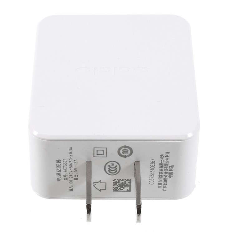 AK733CF Single Port USB Wall Charger for OPPO Smartphones - White / US Plug-4