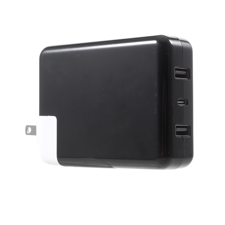 61W/87W Dual USB Port + Type-C PD Port Power Charger for MacBook Pro etc. - Black/US Plug-3