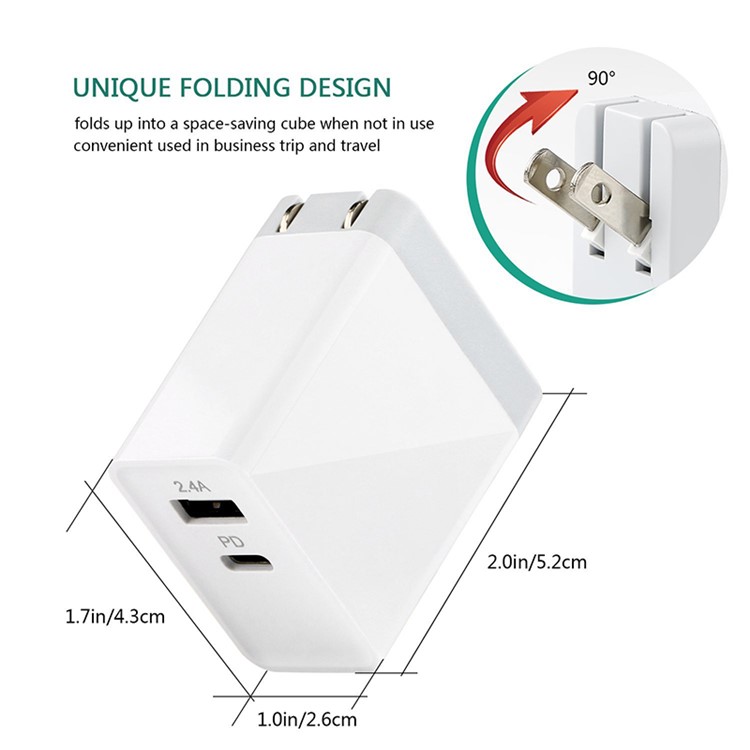 30W Travel Wall Charger PD USB Fast Charger for iPhone 8/8 Plus/X etc. - US Plug-5