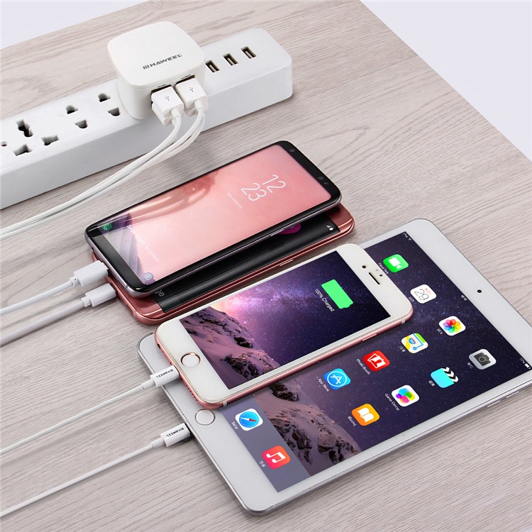 HAWEEL HWL-3091W UK Plug Travel Wall Charger with Four Ports USB Hub - White / UK Plug-9