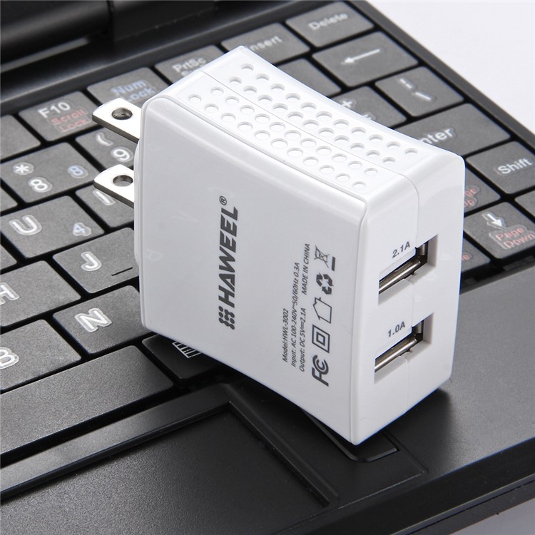 HAWEEL HWL-3002 2.1A+1A Dual USB Travel Wall Charger (CE/RoHS Certificate) - US Plug-10