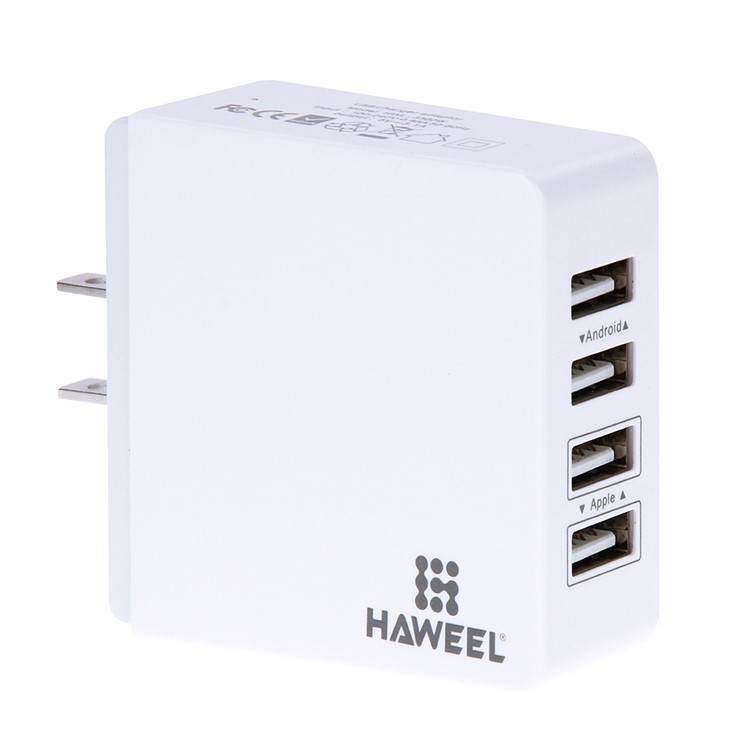 HAWEEL HWL-3300W 3.1A 4-Port USB Travel Wall Charger Adapter (CE/RoHS Certificate) - US Plug-1