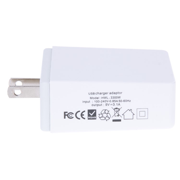 HAWEEL HWL-3300W 3.1A 4-Port USB Travel Wall Charger Adapter (CE/RoHS Certificate) - US Plug-3