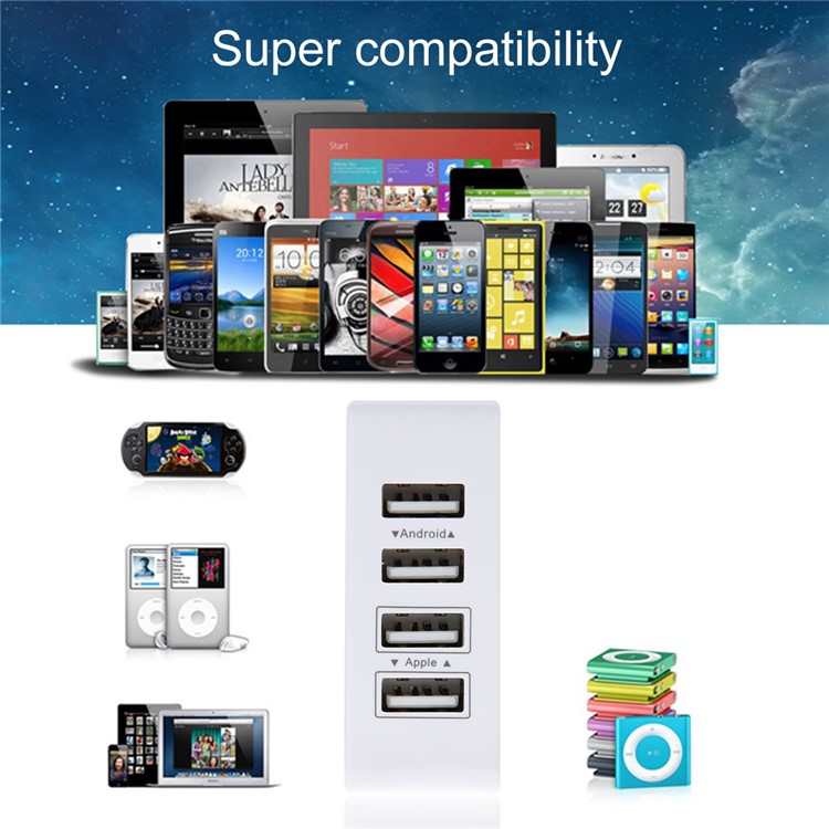 HAWEEL HWL-3300W 3.1A 4-Port USB Travel Wall Charger Adapter (CE/RoHS Certificate) - US Plug-5