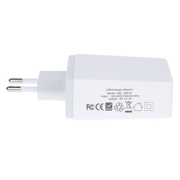 HAWEEL HWL-3301W 4 USB Ports 3.1A Travel Wall Charger Adapter (CE/RoHS Certificate) - EU Plug-3