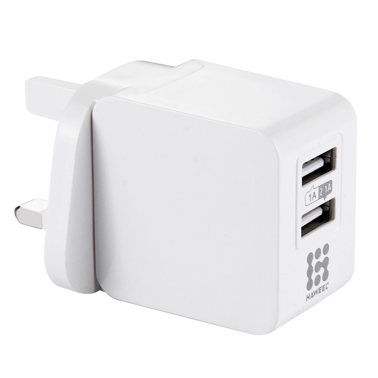 HAWEEL HWL-3308W 2.1A+1A Double USB Travel Wall Charger (CE/RoHS Certificate) - UK Plug-1
