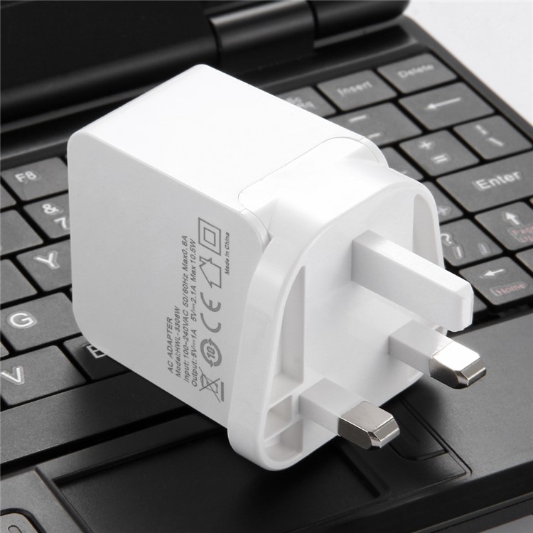HAWEEL HWL-3308W 2.1A+1A Double USB Travel Wall Charger (CE/RoHS Certificate) - UK Plug-11
