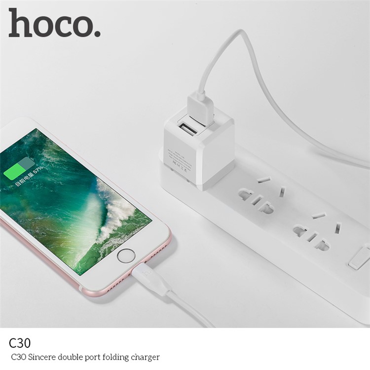 HOCO C30 Foldable 2 USB Ports Wall Travel Charger Adapter - US Plug-10