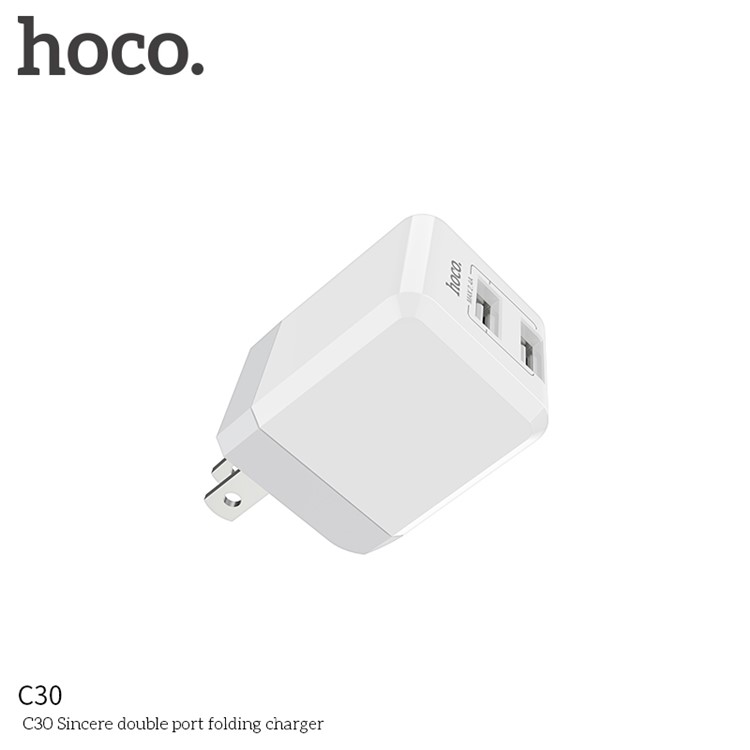 HOCO C30 Foldable 2 USB Ports Wall Travel Charger Adapter - US Plug-3