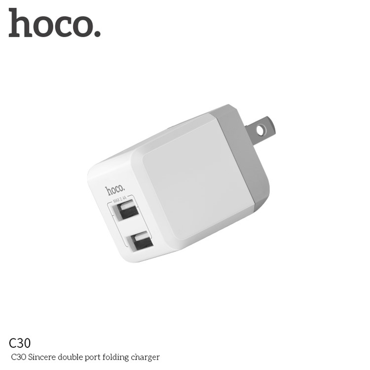 HOCO C30 Foldable 2 USB Ports Wall Travel Charger Adapter - US Plug-7