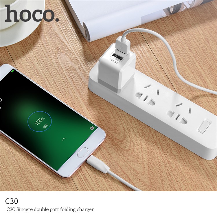 HOCO C30 Foldable 2 USB Ports Wall Travel Charger Adapter - US Plug-8