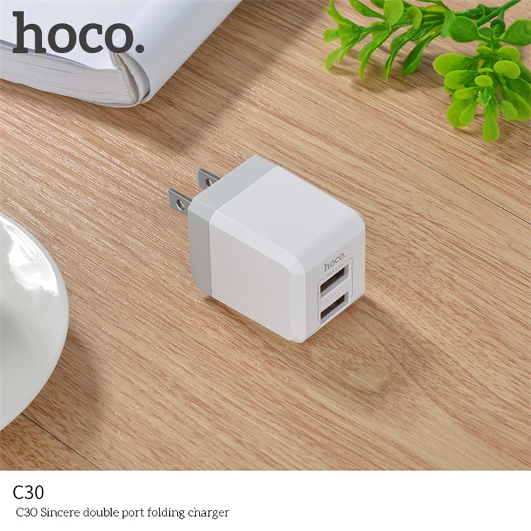 HOCO C30 Foldable 2 USB Ports Wall Travel Charger Adapter - US Plug-9