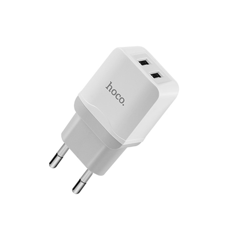 HOCO C33A Little Superior 2.4A Dual-port USB Charger Universal Adapter for iPhone iPad Samsung etc. - EU Plug / White-1