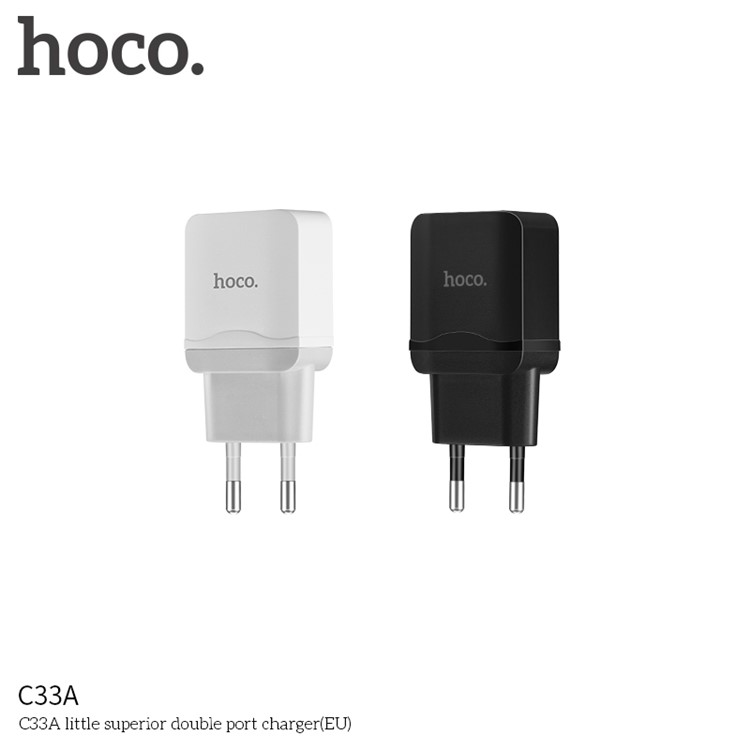 HOCO C33A Little Superior 2.4A 2-port Wall Charger Travel Adapter for iPhone iPad Samsung etc. - EU Plug / Black-5