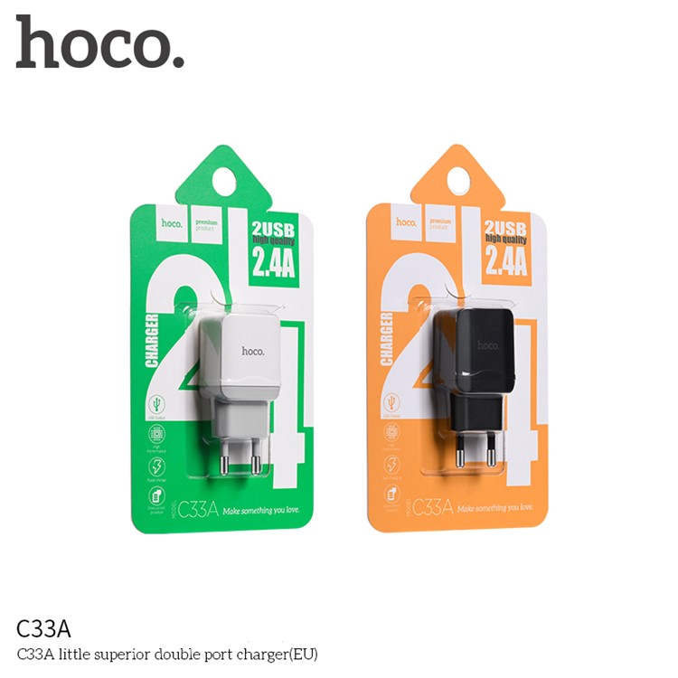 HOCO C33A Little Superior 2.4A 2-port Wall Charger Travel Adapter for iPhone iPad Samsung etc. - EU Plug / Black-11