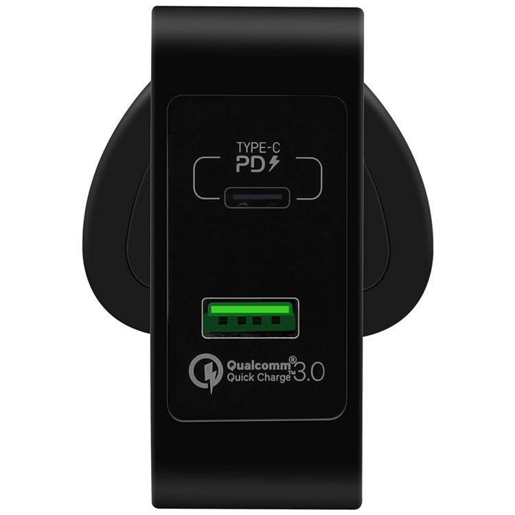 MOMAX 48W PD Type-C + Quick Charge 3.0 USB Port Wall Charger - UK Plug / Black-2