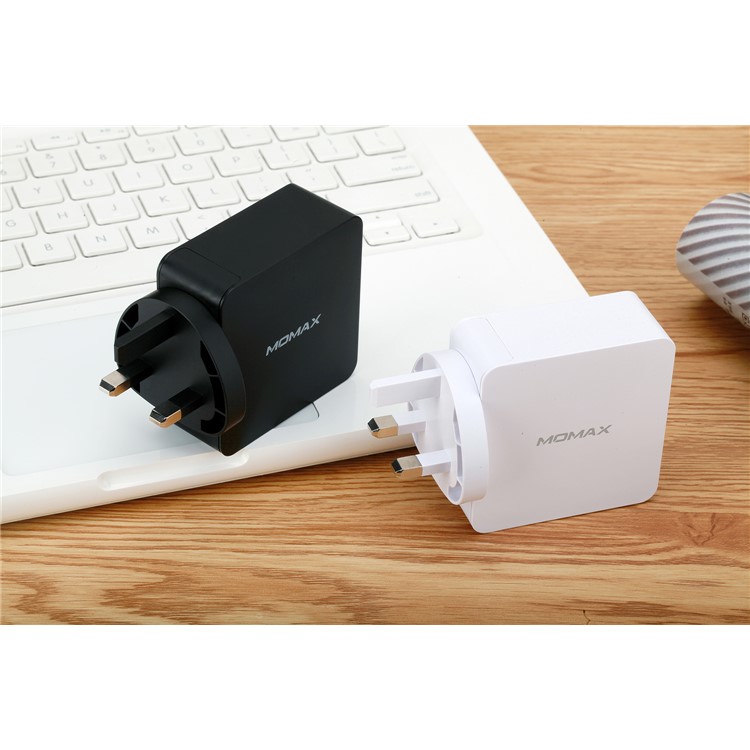 MOMAX 48W PD Type-C + Quick Charge 3.0 USB Port Wall Charger - UK Plug / Black-7