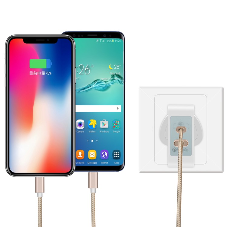 MOMAX Portable 48W PD Type-C + Quick Charge 3.0 USB Port Travel Wall Charger - UK Plug / White-6