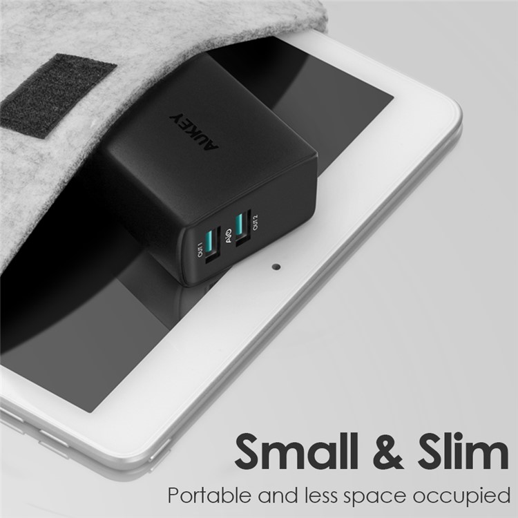AUKEY PA-U42 Portable Dual USB 4.8A Wall Charger with AiPower Adaptive Charging Technology - EU Plug-6