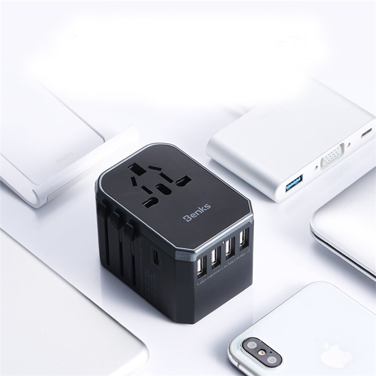 BENKS A29 Universal USB Type C Output Wall Charger with LED Indicator Light and 4 Plugs-3