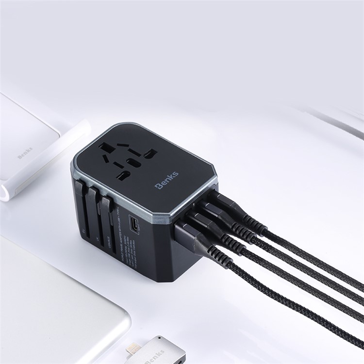 BENKS A29 Universal USB Type C Output Wall Charger with LED Indicator Light and 4 Plugs-6