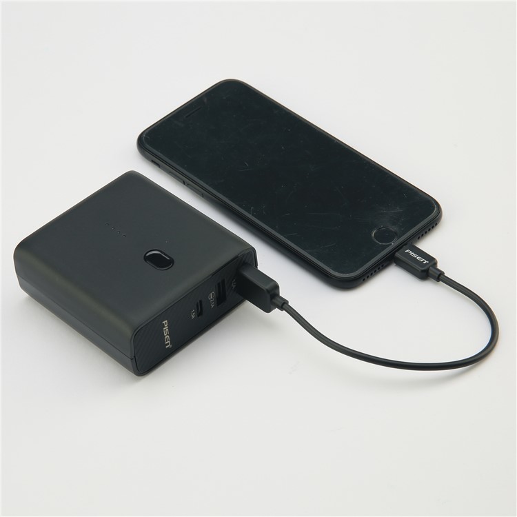 PISEN PowerCombo 2-in-1 Wall Charger + 5000mAh Power Bank with Dual USB and Type C Port - Black-15