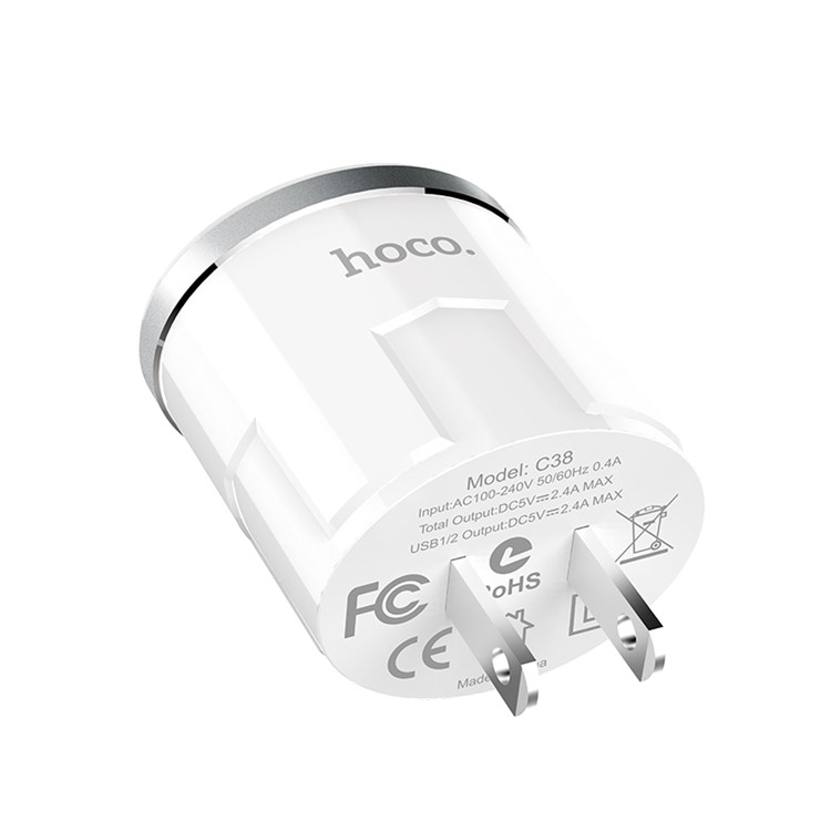 HOCO C38 Thunder Power Dual Port USB Wall Charger Adapter - US Plug-3