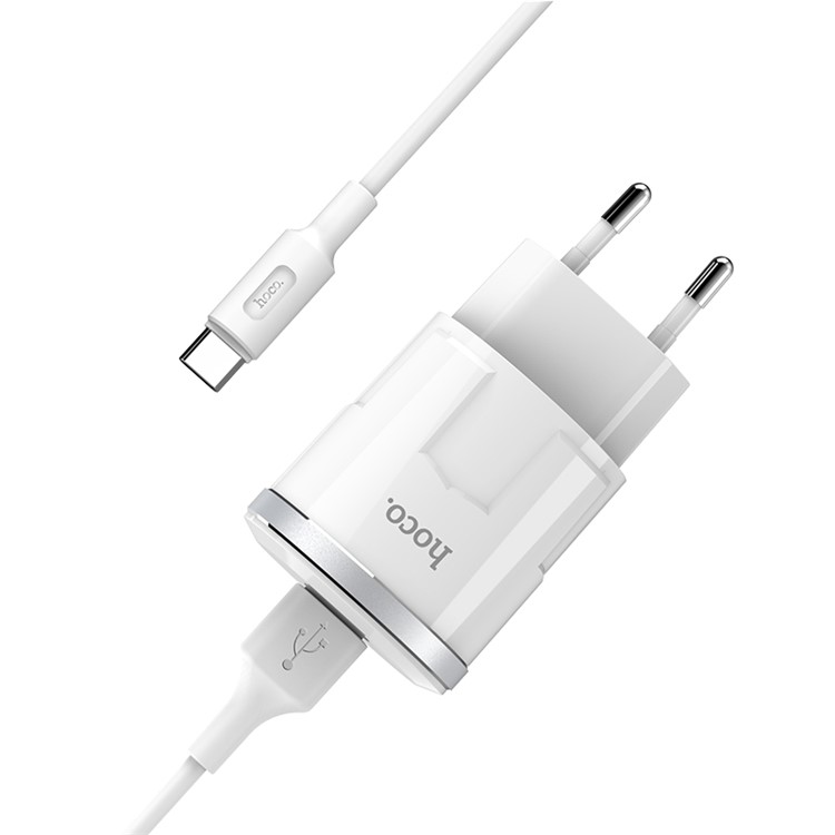 HOCO C37A Thunder Power Single Port USB Wall Charger + Type C Data Sync Charge Cable - EU Plug-5