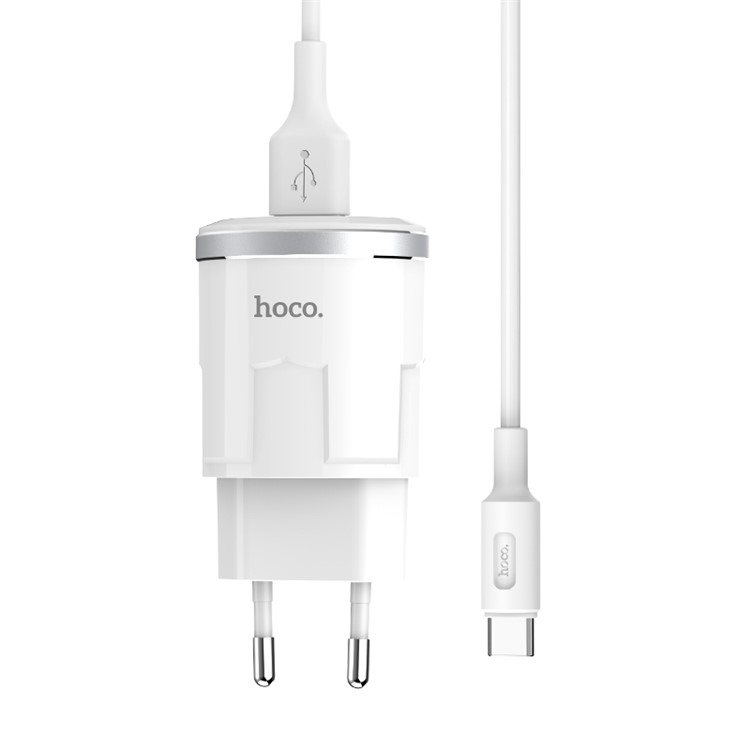 HOCO C37A Thunder Power Single Port USB Wall Charger + Type C Data Sync Charge Cable - EU Plug-6