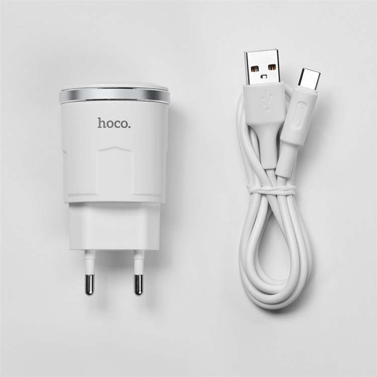 HOCO C37A Thunder Power Single Port USB Wall Charger + Type C Data Sync Charge Cable - EU Plug-7
